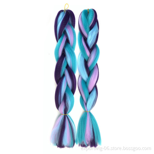 Wholesale 24 Inch 100g Mix Color High Quality Cheap Fiber Synthetic Wavy Private Label Braiding Hair Pre Stretched Braiding Hair